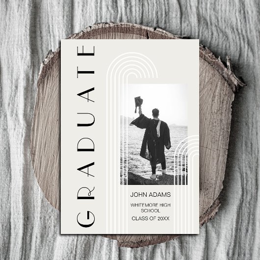 Invitation Moderne Vertical Deux Photo Graduation