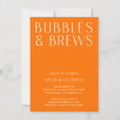 Invitation Moderne Vibrant Orange Bubbles & Brews Fiançailles (Devant)