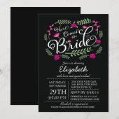 Invitation Moderne vient ici le fuchsia de jeune mariée (Devant / Derrière)