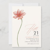 Invitation Moderne Vingt Simple Floral 21e anniversaire (Devant)