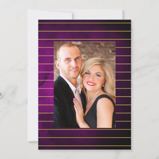 Invitation Moderne violet et or Abstrait Floral Mariage Inv (Dos)