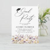 Invitation Moderne violet Fleur sauvage Floral Grad Party (Debout devant)