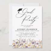 Invitation Moderne violet Fleur sauvage Floral Grad Party (Devant)