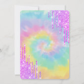 Invitation Moderne Violet Glitter Cool Drips Tie Dye 18ème (Dos)