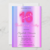 Invitation Moderne Violet Neon Sweet 16 (Devant)