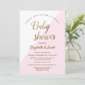 Invitation Moderne Virtual Chic Baby shower Rose Baby Girl (Debout devant)