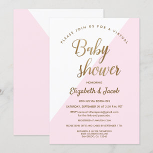 Invitation Moderne Virtual Chic Baby shower Rose Baby Girl