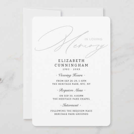 Invitation Moderne Visualisation Simple, Requiem, Internement (Devant)