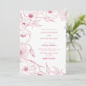 Invitation Moderne Vivid Ligne Magenta Art Floral Mariage Inv (Debout devant)
