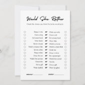 Invitation Moderne Voudrait-Elle Plutôt Fête des mariées Game (Devant)