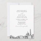 Invitation Moderne Washington DC Skyline Mariage noir et blan (Devant)