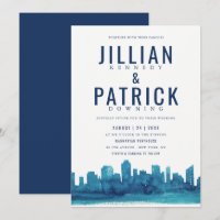 Moderne Watercolor City Skyline Mariage