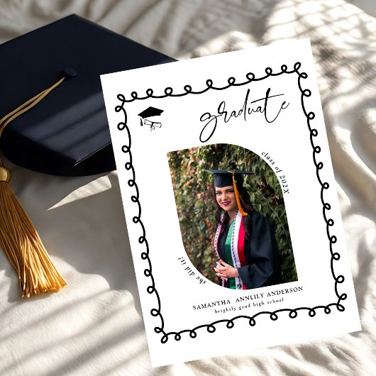 Invitation Moderne Wavy Script 2 Photos Graduation Party