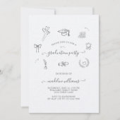 Invitation Moderne Whimsical Doodle Graduation Party (Devant)