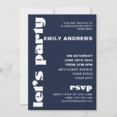 Invitation Moderne White & Blue 3 Photo Grad Party (Dos)