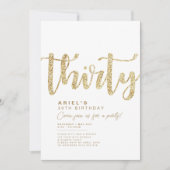 Invitation moderne White & Gold 30th Birthday (Devant)