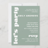 Invitation Moderne White & Green 3 Photo Grad Party (Dos)
