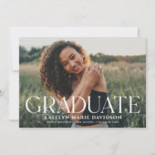Invitation Moderne White Serif Graduate Photo Graduate (Devant)