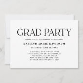 Invitation Moderne White Serif Graduate Photo Graduate (Dos)