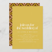 Invitation Moderne Yellow Retro esthétique Mariage chic (Devant / Derrière)