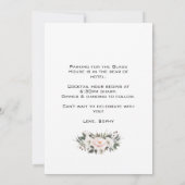 Invitation Modernes Cadre Doré Fleurs Roses Blanches Sweet 16 (Dos)
