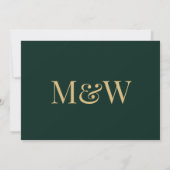 Invitation ModernForrest Green Monogramme Mariage or (Dos)