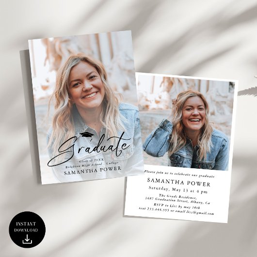 Invitation Modernisation Script Graduate 2 Photos Graduation