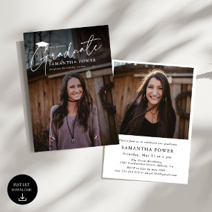 Invitation Modernisation Script Graduate 2 Photos Graduation