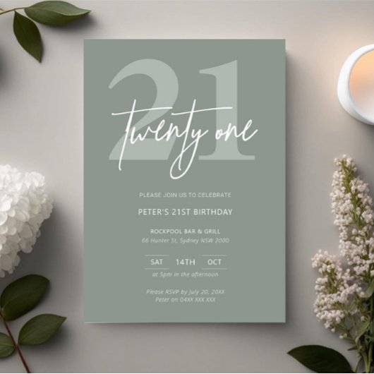 Invitation Modernité minimaliste 21e fête d'anniversaire