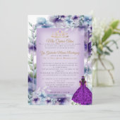 Invitation Modernos Flores Moradas Quinceañera (Debout devant)