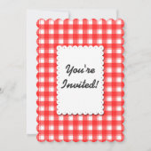 Invitation modifiable à carreaux gingham rouge et  (Devant)