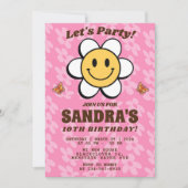 Invitation modifiable à sourire de fleur rétro (Devant)