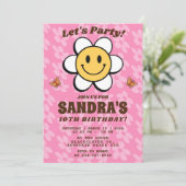 Invitation modifiable à sourire de fleur rétro (Debout devant)