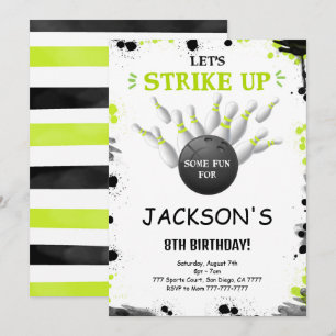 Invitation modifiable de bowling noir