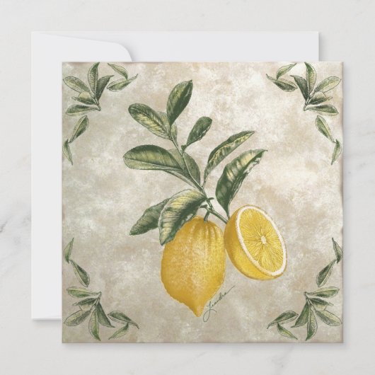 Invitation modifiable de citrons rustiques vintage (Devant)