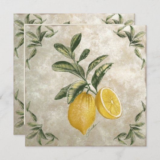 Invitation modifiable de citrons Vintages rustique (Devant / Derrière)
