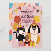 Invitation modifiable de fête d'anniversaire de ch (Devant / Derrière)