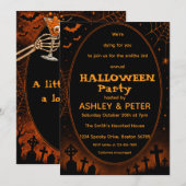 Invitation modifiable de fête d'Halloween noire et (Devant / Derrière)