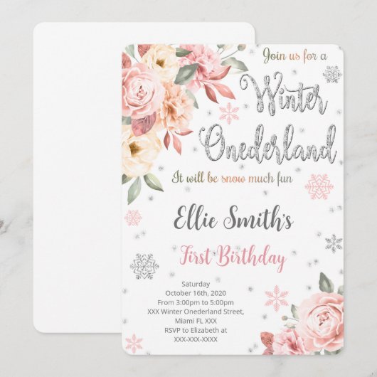 Invitation modifiable de merveilleux pays d'hiver (Devant / Derrière)