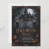 Invitation modifiable de nuit d'Halloween gothique (Devant)