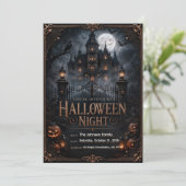 Invitation modifiable de nuit d'Halloween gothique (Debout devant)