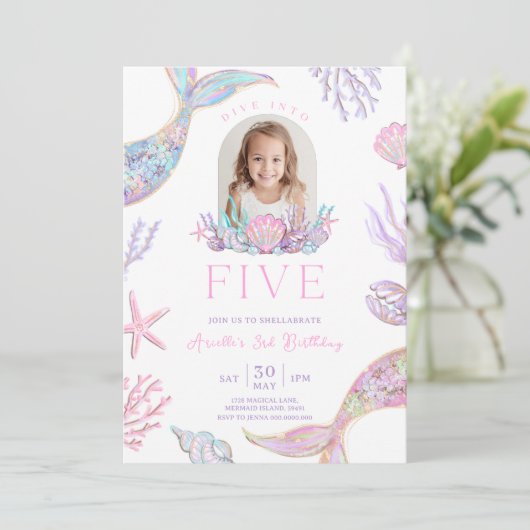 Invitation modifiable de plongée avec cinq sirènes (Debout devant)