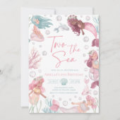 Invitation modifiable de sirène à la mer pour deux (Devant)