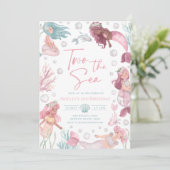 Invitation modifiable de sirène à la mer pour deux (Debout devant)