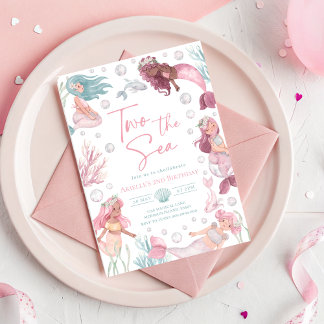 Invitation modifiable de sirène à la mer pour deux