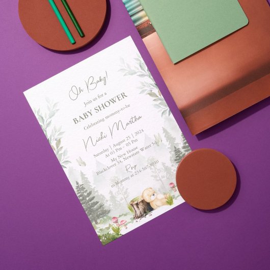 Invitation modifiable du Baby shower des bois