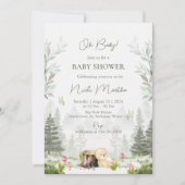 Invitation modifiable du Baby shower des bois (Devant)