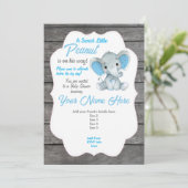 Invitation Modifiable Éléphant Gris Bleu (Debout devant)