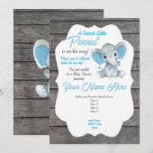 Invitation Modifiable Éléphant Gris Bleu (Devant / Derrière)