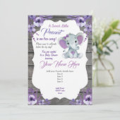 Invitation modifiable Éléphant Rustique Violet (Debout devant)